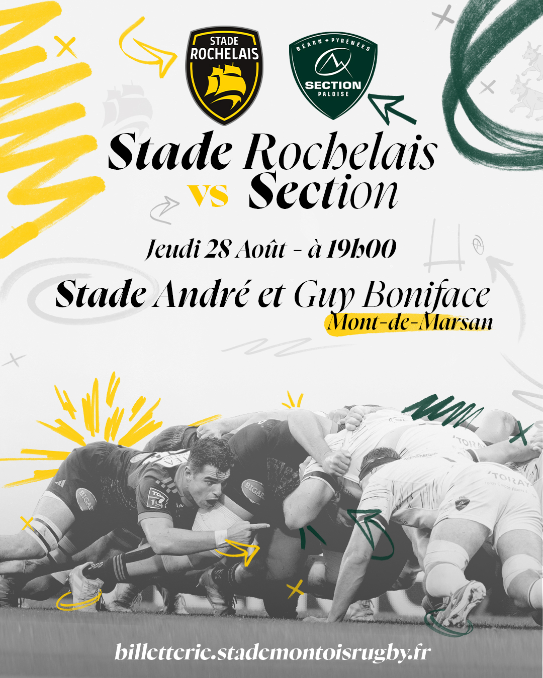 La Rochelle vs Pau , match amical délocalisé de TOP14 à Boniface